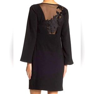 Trina Turk Bell Sleeve Mesh Flower Inlay Dress